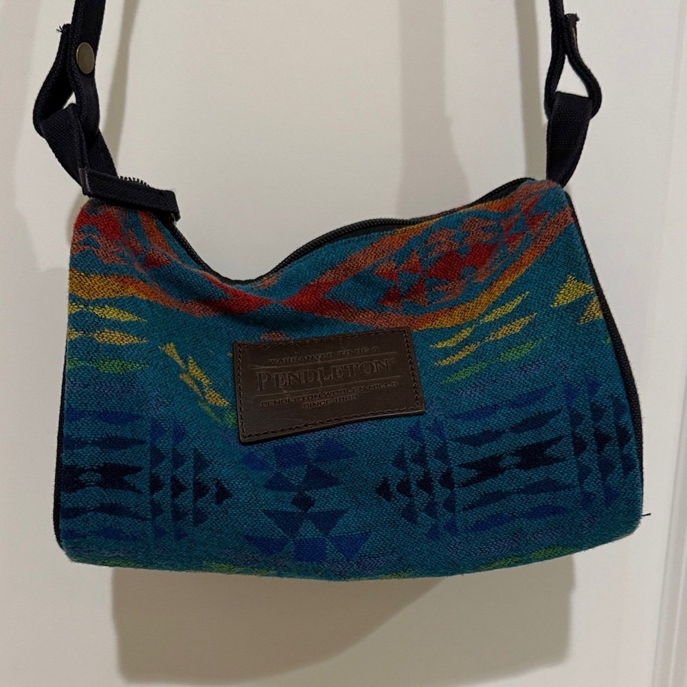 Pendleton Teal Multicolor Tribal Wool Crossbody w… - image 1